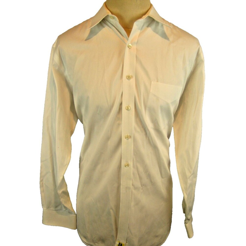 Mens Paul Frederick White Cotton LS Point Collar Dress Shirt sz 17x35